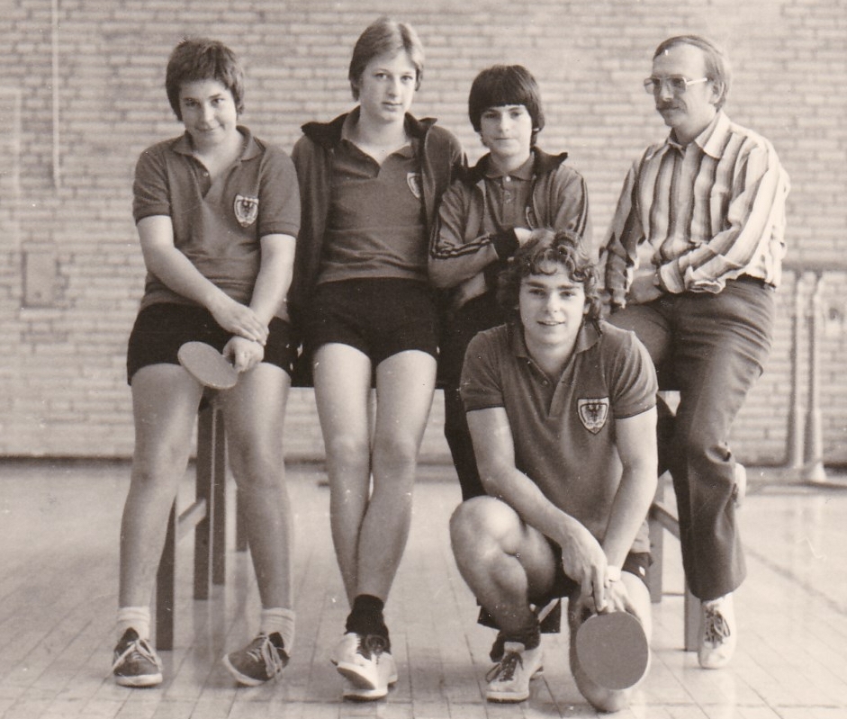 Jungen 1 VR 1977/78. Von links: T. Huber, Klemm, Daiber, Bubser, Betreuer Krüger